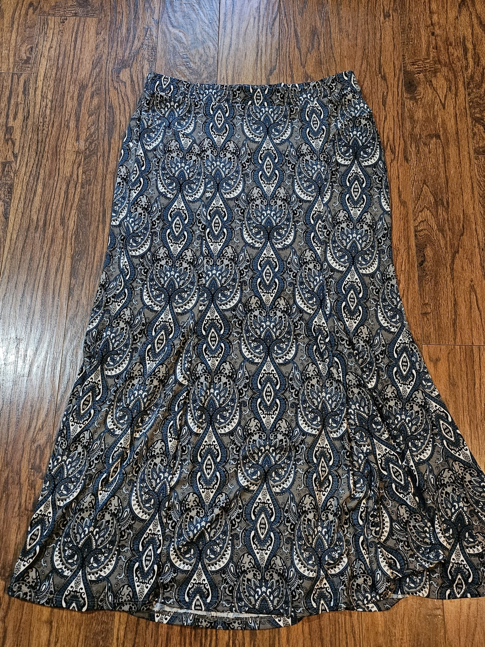 Cato Blue and White Paisley Maxi Skirt